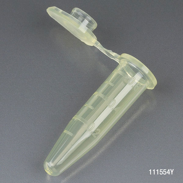 Globe Scientific Microcentrifuge Tube, 0.5mL, PP, Attached Snap Cap, Graduated, Yellow, Certified: Rnase, Dnase and Pyrogen Free, 500/Stand Up Zip Lock Bag Microcentrifuge Tube; Microtube; Eppendorf Tube; Micro CT; 0.5mL; Centrifuge Tube; Yellow;